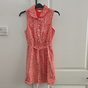 Tulle Red and White Polka Dot Sleeveless Dress